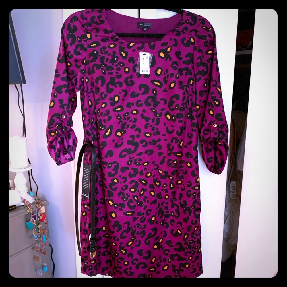 Purple animal print shift dress